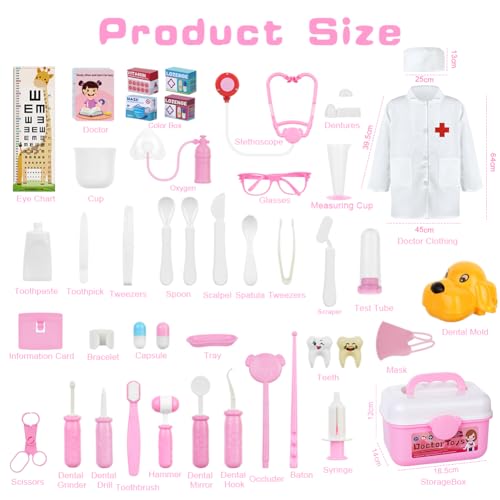 OSDUE Doctors Set for Kids 64PCS Kids Doctors Kit with Nurses Costume, Kids Doctors Set Case Educational Toys Age 3 - Image 2