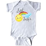 inktastic Little Sister- Sun and Rainbow Infant Creeper 6 Months White 2fac3