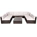 U-MAX Patio PE Rattan Wicker Sofa Set Outdoor Sectional Furniture Chair Set with Cushions and Tea Table (10 Pieces, Brown)