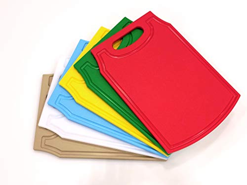 Cutting Boards for Kitchen - Set of 6 Professional-Duty Colored Plastic Chopping Boards - Knife and Dishwasher Safe