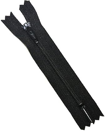 3 1/2" Doll Zipper YKK #3 Skirt & Dress Zippers Nylon Coil Closed End 580 Black (100 Zippers/pack)