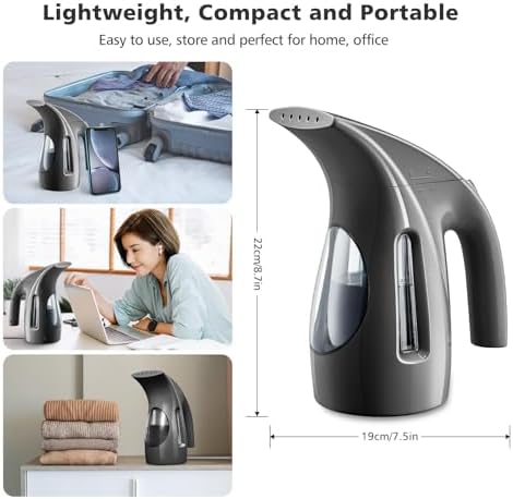 HiLIFE Steamer for Clothes, Portable Handheld Design, 240ml Big Capacity, 700W, Strong Penetrating Steam, Removes Wrinkle, for Home, Office(ONLY FOR 120V)-Black — view 4