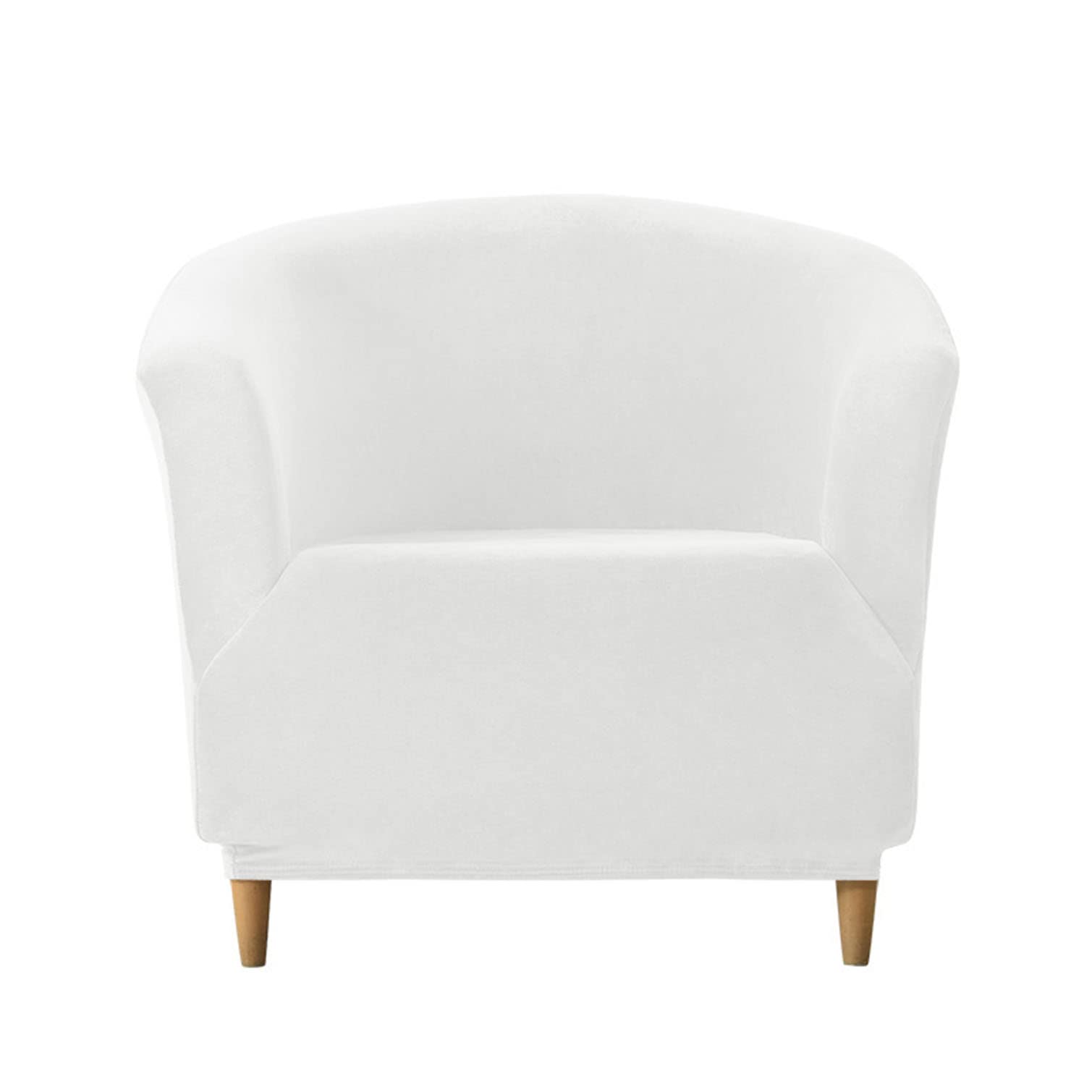 YOPOIY Luxurious Velvet Tub Chair Slipcover, 1 Piece Club Chair Slipcover Non Slip Barrel Chair Cover High Stretch Soft Furniture Protector -White