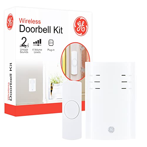 GE Wireless Doorbell Kit, Plug-In Receiver, 1 Push Buttons Door Bell, 2 Melodies Doorbell Chime, 4 Volume Levels, Classroom Doorbell, 150 Ft Range, White, 19298 by Ge(r) - Used condition - US$11.33