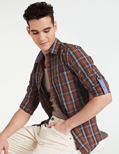 Image of Amazon Brand - Symbol Men's Cotton Checkered Regular Fit Casual Shirt