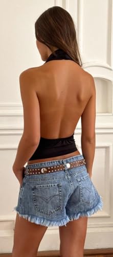 Luckinbaby Women Cowl Neck Tank Top Open Back Draped Front Plunge Halter Top Sleeveless Y2k Going Out Tops4