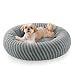 Pawk Katzenbett für Katzen, Flauschig Donut Hundebett für Kleine Hunde, Katzenkorb Waschbar Abnehmbar, Hundebett Rund rutschfest Füllung Granulat und Memory-Schaum, 51x51x20cm