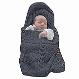 XMWEALTHY Newborn Baby Wrap Swaddle Blanket Knit Sleeping Bag Receiving Blankets Stroller Wrap for Baby(Black Grey) (0-6 Month)