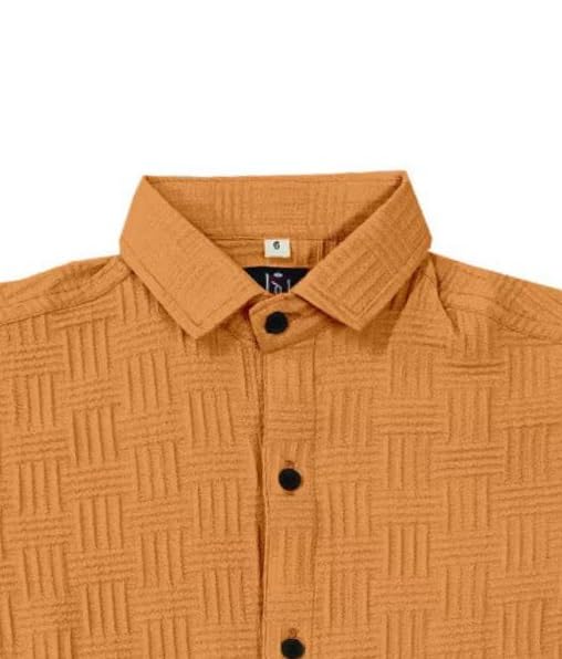 Image of Zilcon Boys Button Down chatai Shirt Long Sleeve Boys Summer Winter Outfits Size 3-16 Years (in, Age, 8 Years, 9 Years, Regular, Orange)
