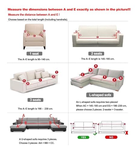 YHXAIQ Elastischer Alles inklusive Sofaschoner, Polarfleece Couch Cover mit Überzug, Rutschfester Universeller Sofabezug für 2/3/4-Sitzer(Beige 1,90-140 cm)