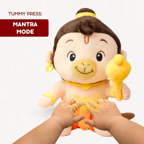 Image of Clapstore Mantra Chanting Hanuman with Meditation Mode Interactive Musical Soft Stuffed Plush Toy | Non-Toxic, Safe | Best Birthday Gift for Newborn Kids (Boys, Girls)