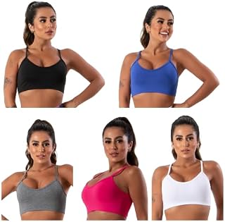 kit 5 Top Fitness Feminino Nadador Alça Fina sem bojo Academia