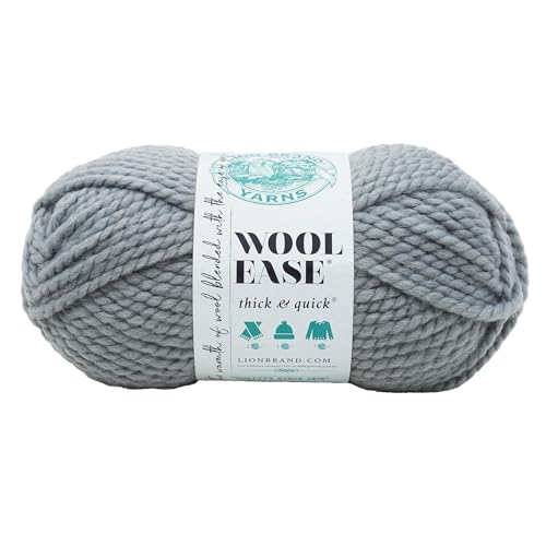 Image of (1 Skein) Lion Brand Yarn Wool-Ease Thick & Quick Bulky Yarn, Slate | Super Bulky Wool Acrylic Blend Fiber for Soft Hats, Sweaters, Chunky Blankets, Yarn for Crochet, Knitting, Crafts, Weaving