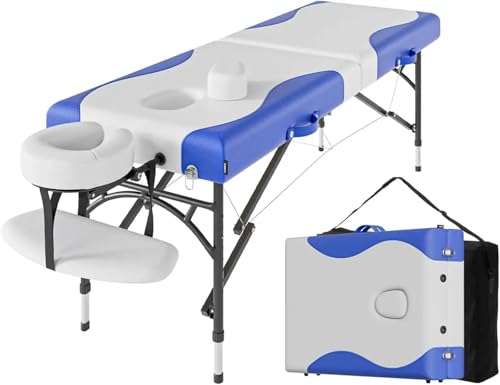 PSNKLMM Mesa de Masaje Profesional de 84', portátil, 2 Camas Plegables Ligeras for Tatuajes faciales, Altura Ajustable con Transporte para Fisioterapia Y Tatuaje
