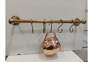 Rustic Brass Pot Rack for Kitchen Hanging Storage