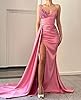 Strapless Mermaid Prom Dresses Long Sequin Beaded Satin Split Pleated Formal Evening Party Gown Bridesmaid Dresses for Wedding with Train 2M Red #2