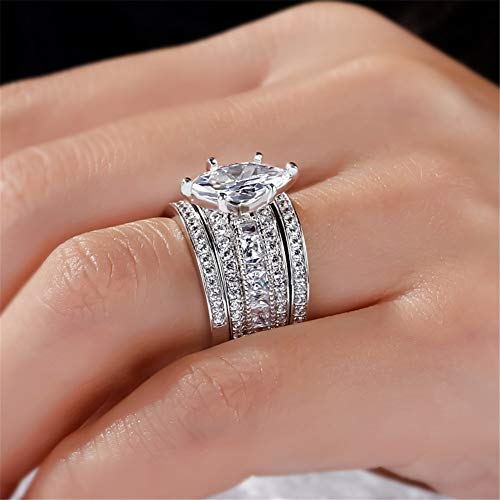 Jeulia 2 Carat 3Pc Wedding Ring Set For Women Marquise Cut Cz Engagement Rings Sterling Silver Oval Cubic Zirconia Bridal Set Solitaire Diamond Anniversary Promise Rings For Her With Jewelry Box #TOP1