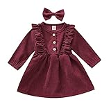 【Material】 Kleinkind-Babykleid aus Cord, weich, bequem und warm, leicht, atmungsaktiv und hautfreundlich. Kinder Baby Mädchen Rüschenkleid, Super modisch und geeignet für die empfindliche Haut des Neugeborenen. Maschinen- oder Handwäsche ist ok.