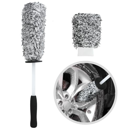 Lrocotanc Cepillo Llantas Coche - Guante de Lavado de Auto - Limpieza de Llantas - Cepillo de Rueda - Pincel para Llantas de Auto - Set de 2 Accesorios de Limpieza de Auto