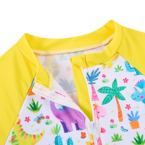 Image of Funnycokid Girls Swimsuit Kids Bathing Suit Rashguard Swimwear Long Sleeve 3 Piece Toddler 3-7 Years