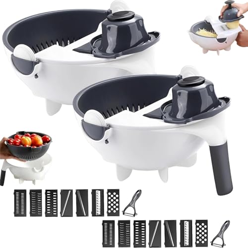 Cortador Vegetales 9 en 1 con Cesta Drenaje Portátil miniatura 1
