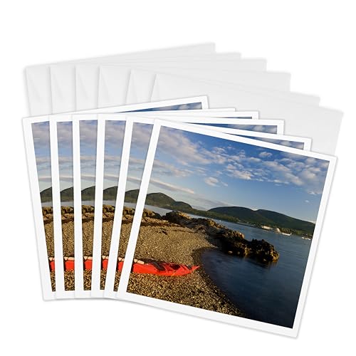 3dRose Kayaking Greeting Cards, Acadia NP, 6 Pack