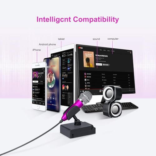 Image of Mini Portable Vocal /Instrument Microphone For Mobile phone laptop Notebook iPhone Sumsung Android With Holder Clip - Rose Red