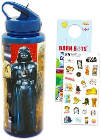 Star Wars Reusable Water Bottle Set - Yoda Bundle Plastic 30oz Water Bottle with Spout for Home, School, Sports Plus Sticker, and More | Star Wars Container image 5
