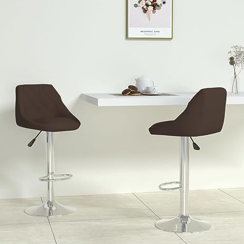 Tabourets de bar en cuir synthétique marron et acier chromé au design contemporain