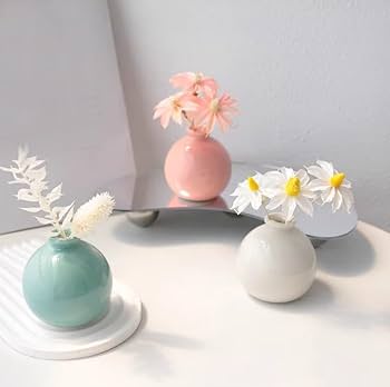 Amazon | 小さな丸い花瓶、永遠の花飾り、シンプルな和風の小さな新鮮