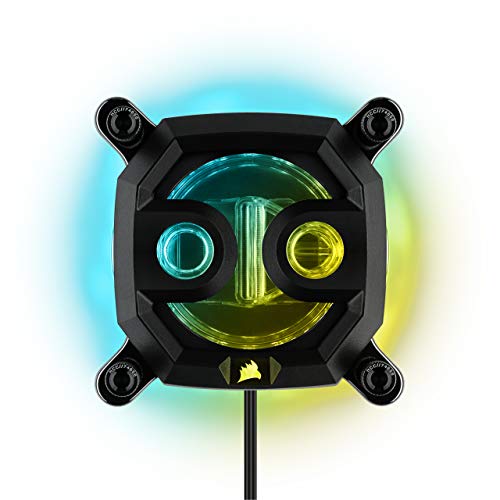 Corsair Hydro X Series, XC9 RGB White CPU Water Block,16 Individually addressable RGB LEDs, Software-Enabled, 1200/AM4,Black