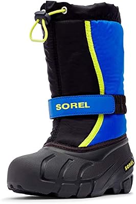 Sorel Flurry Boot, Botas de nieve, Unisex niños, Black Super Blue Toddler Collection 2023, 26 EU