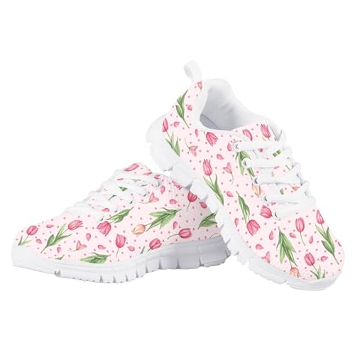 Kids Shoes Boys Girls Casual Lace Up Running Sneakers Fashion Comfort Breathable Lightweight Anti-Skid Air Shoes for Walking US Little Kid 11-13 Big Kid 1-5 White Sole2