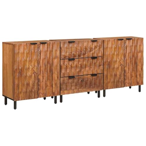 vidaXL Aparador Acabado de Acacia Marrón Madera de Mango Maciza, Sala de Estar, Moderno, Ideas de Muebles para tu Espacio Estiloso, combinando Comodidad y sofisticación con un diseño Funcional
