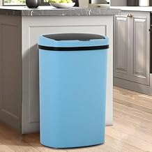 Automatic 13 Gallon Gabage Can with Lid,Bathroom Trash Can with Soft Close Lid,Touch Free Plastic Kitchen Can,Smart Trashcans for Kitchens,Outdoor Trash Can for Patio