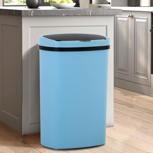 Image of Capacmkseh 13 Gallon/50 L Kitchen Trash Can with Lid, Garbage Can with Touch-Free Lid, Cute Automatic Trash Can Bathroom Trash Bin, Motion Sensor Waterproof Trash Bin