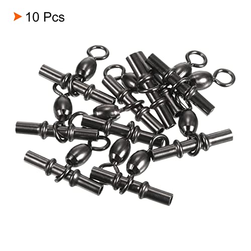 PATIKIL Sleeve Swivel, 10Pcs 156lb Stainless Steel Cross Line 3 Way Fishing Terminal Tackle, Black, Silver - Image 3