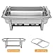 ROVSUN Chafing Dishes for Buffet 2 Pack, 9QT Chafing Dishes [Elegant Gold & Silver] with Rolled-Edge Design, Catering Chafer Warmer Set with Folding Frame for Party Wedding Banquet