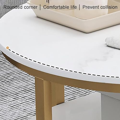 Image of Modern Large Coffee Table Center Table, Beautiful Sofa Table Simple Design - 2 Tier Nesting Coffee Table Living Room Table for Home,& Office (White & Gold)