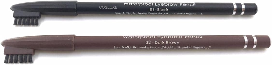 WaterProof Eyebrow Pencil with Brush (Black, Dark Brown) (COLORS COSMETICS)