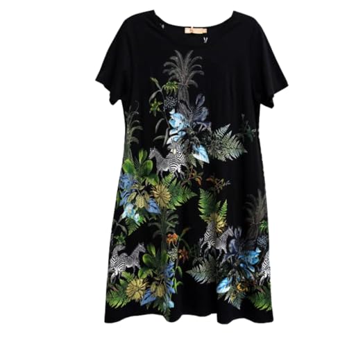 Image of LA CERA Women's Cotton Sun Dresses A-Line with Scoop Neck, Short Sleeves, Side Pockets, Floral Patterns, Machine Wash
