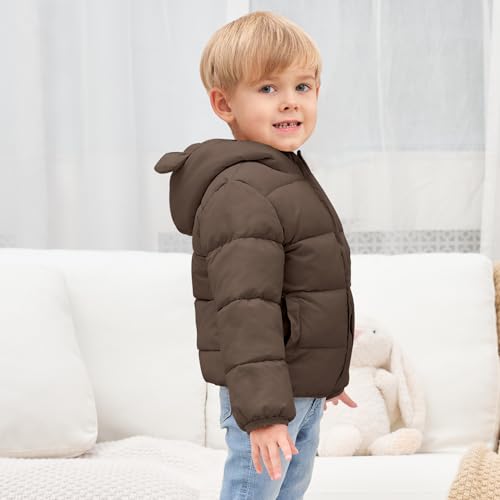 Image of Toddler Boys Girls Thicken Winter Coat Baby Fleece Warm Cute Bear Ear Hooded Jacket Clothes 2024