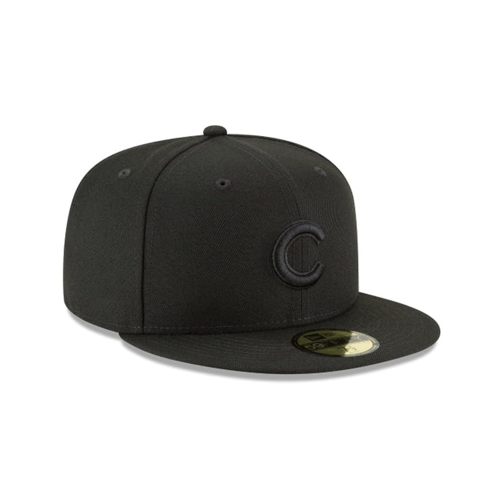 New Era MLB 59FIFTY Chicago Cubs Baseballkappe, Schwarz auf Schwarz, authentische Kollektion