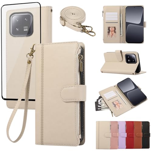 Étui Xiaomi 13 Pro anti-chute en cuir beige pour éviter les bris d'écran