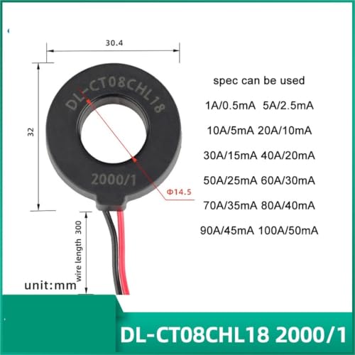 Transformador de corriente de 100A con sensor toroidal de alta precisión y cable XH2.54-2P 2