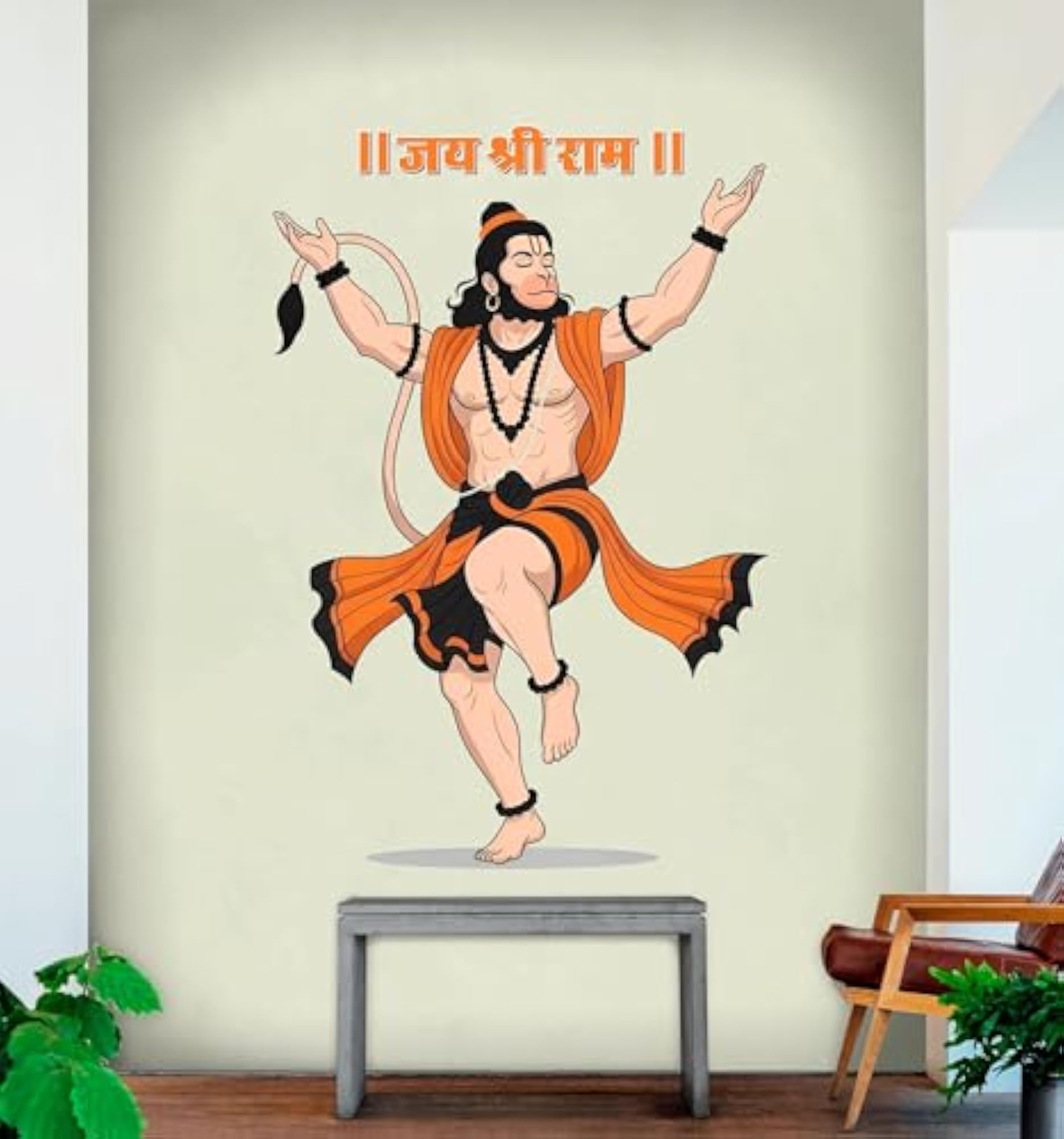 Religious Multicolour God Hanuman Ji Wall Sticker, Home Decor