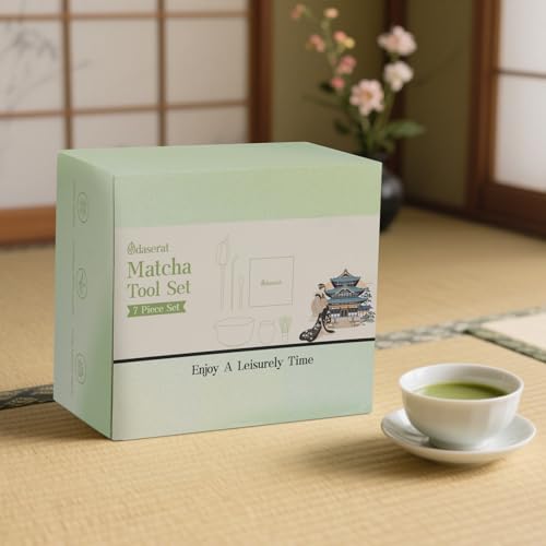Matcha Whisk Set, 7 Pcs Matcha Kit, Premium Ceramic Matcha Set, Whisk and Bowl, Sifter, Cup Holder, Bamboo Scoop, Tea Plucking, Tea Towel, Matcha Lovers (White) by Odaserat - Image 8