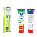 Brilliant Oral Care Bundle; Pack of 1 Kids Fluoride Free Toothpaste, Spry Gel with Xylitol, Strawberry Banana Flavor, & Child Toothbrush with Soft Bristles and Round Head All-Around Clean Mouth - Lime