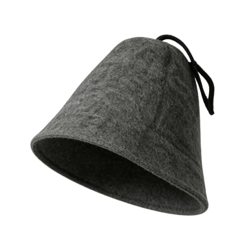 Sauna Hat 100% Wool Organic with Hooks Grey Sauna Hats for Women and Men Steam Bath Hat Room Cap Accessories Felt Heat Dry Headrest Steam Room Essential Parts Simple Natural Stylish Appearance