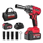 SEYVUM Impact Wrench,1/2" Impact Gun, Power Impact Driver Max Torque 320 Ft-lbs (430N.m), Cordless Impact Wrench with 20V Brushless Motor, 3.0Ah Li-ion Battery with Fast Charger, 4 Pcs Impact Sockets